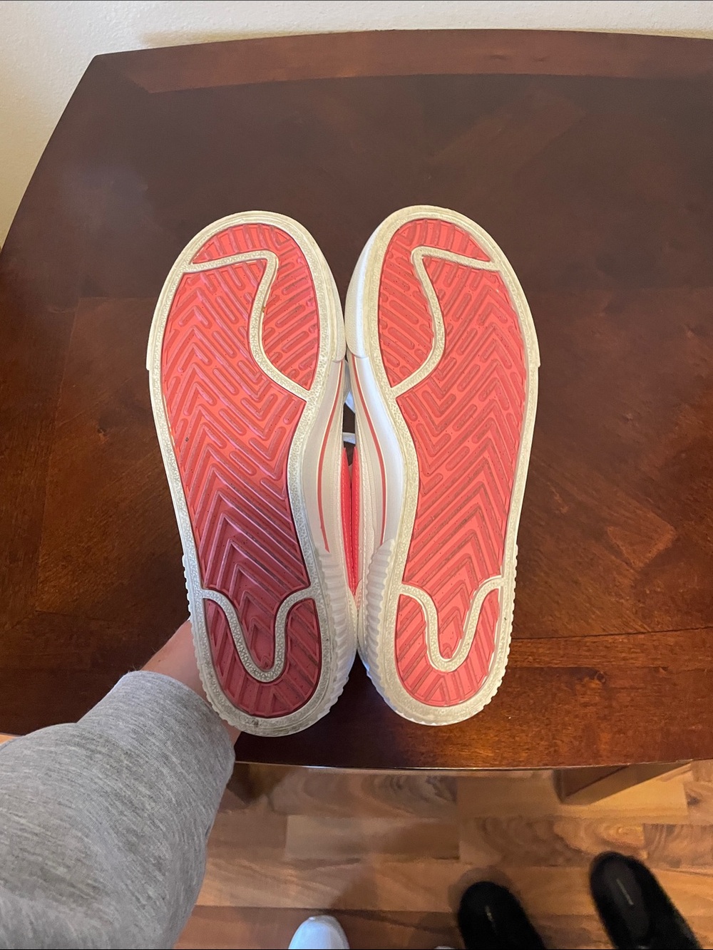 Nike White Low-Top Platform Sneakers with Pink Swoosh - Picture 4 of 4